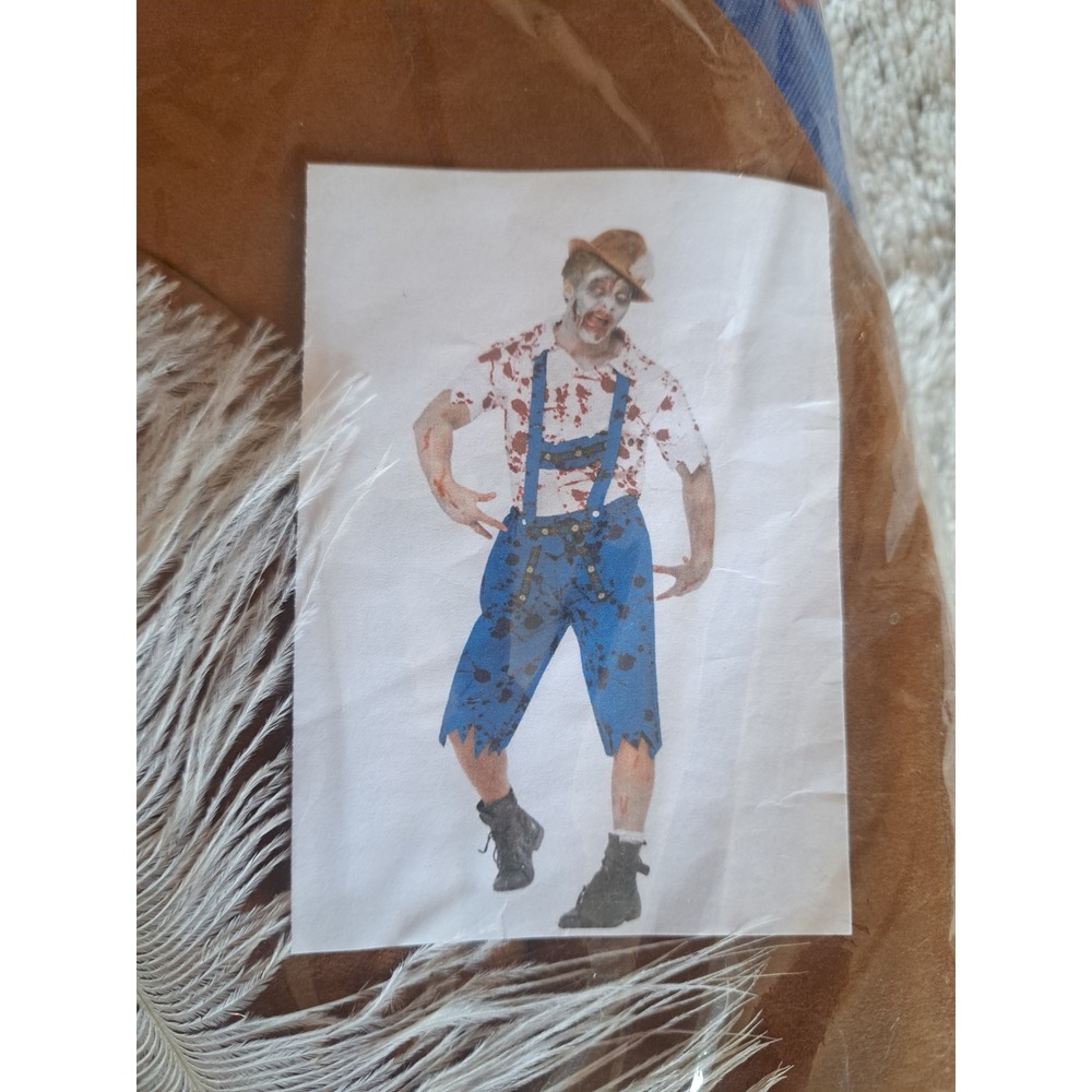Zombie Lederhosen Bavarian Oktoberfest Blood Splatter Halloween Costume Mens XL